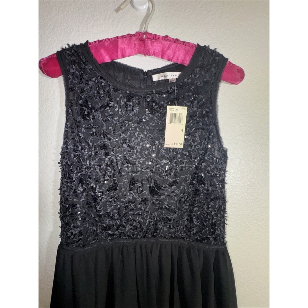 Max Studio Black‎ Fit & Flair Cocktail Dress Size 4 Sequins